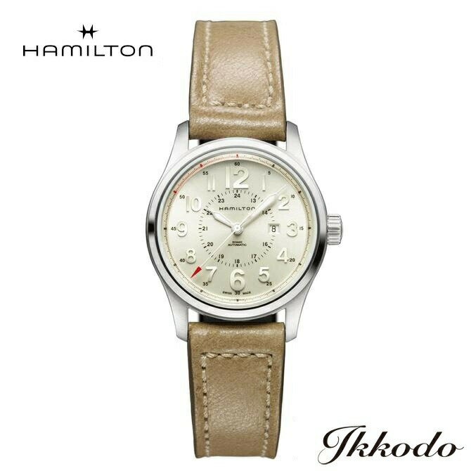 【ご購入特典対象商品】【2000円クーポンあり】ハミルトン HAMILTON オフィサーオート34ミリ Officer Auto 34mm 自動巻き 34ミリ ステンレスケース ベージュ文字盤 ベージュカーフストラップ 5気圧防水 正規品 2年保証 H70365983