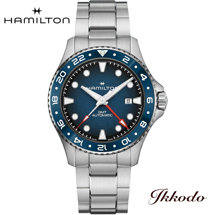 Rakuten - 【ご購入特典対象商品】ハミルトン HAMILTON カーキ ネイビースキューバ オート Scuba Auto GMT 43ミリ 30気圧防水 正規品 2年保証 ウォッチ 腕時計 H82535140