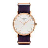 TISSOT☆ティソ☆エブリタイム☆2016新作☆クォーツ☆ステンレススティールケースローズゴールドPVD☆NATOタイプストラップ☆シルバーダイアル☆38ミリ☆3気圧防水☆日本国内正規品☆2年保証☆T109.410.38.031.00【T1094103803100】【あす楽】