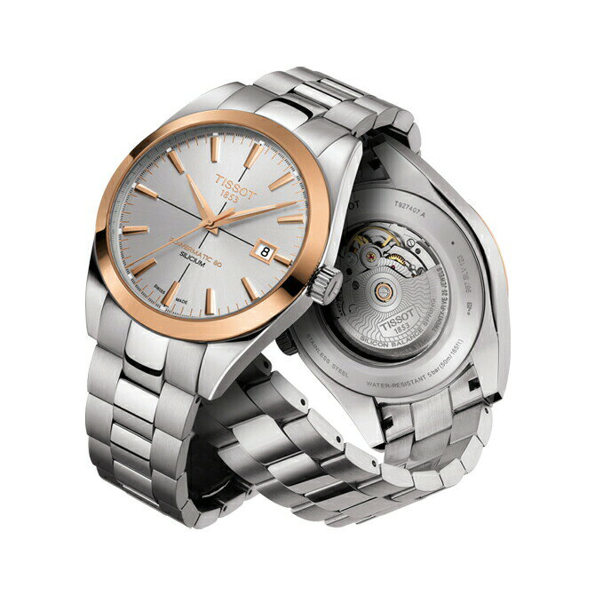 【ご購入特典対象商品】TISSOT ティソ T-GOLD ジェントルオートマティック 自動巻き パワーマティック80搭載 18Kローズゴールドケース シルバー文字盤 5気圧防水 日本国内正規品 2年保証 メンズ腕時計 T927.407.41.031.00【T9274074103100】