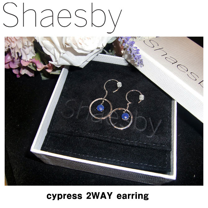 ポイント15倍！！Shaesby シェイスビー USA製 ラピス＆フープ2WAYピアス K14ホワイトゴールド製 専用BOX付き 正規代理店証明書付き 正規代理店品 楽天新品初登場！! E21648.Y4.BO