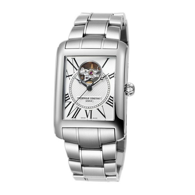 モデル名 クラシック カレ オートマチック ハートビート 番号 FC-310MC4S36B ムーブメント 自動巻き（FC-310） ムーブメント情報 パワーリザーブ38時間、28,800振動/H、26石 ケース素材 ステンレススティール ブレスレット素材 ステンレススティール ケースサイズ 33.3mm × 30.4mm 風防 サファイアクリスタル ダイヤル シルバー 防水 3気圧防水 機能特徴 3針、オープンハート 付属品 箱・取扱説明書 商品説明 フレデリック・コンスタントの人気モデルであるスクエア型ケースの「クラシック カレ オートマチック ハートビート」。 スクエア型のクラシックな雰囲気とブランドの代名詞であるハートビートのダイヤルデザインによって、機械式時計の魅力を存分に堪能できます。 従来のモデルに比べケースサイズが小振りになり、腕に馴染みやすく、また、ビジネスにも使いやすい仕様となっています。 今回新たにステンレスベルトモデルが登場！ 保証 2年間保証 価格 258,500円(税込) 2022年9月1日より、保証書の電子化に伴い保証書の発行はWEB上で行われる仕様に変更となりました。2022年9月1日以前はお客様に代わって販売店が保証書の発行を行うことが可能でしたが、今後は保証書の発行をお客様ご自身で行なっていただく必要がございます。保証サービスを受けるためには保証書が必要となりますので、保証書の発行をお忘れになりませんようご注意ください。手が届くラグジュアリー 現在に至るフレデリック・コンスタントの創業は1988年に遡ります。スイスに工房を構えた現社長ピーター・スタースとその妻アレッタ・バックスがオリジナルコレクションを発表したのが1992年。スイス製のムーブメントを搭載し、ジュネーブの時計メーカーで組み立てた6種のモデルでした。 現在、フレデリック・コンスタントは、デザインから組立まで時計づくりのほぼ全てのプロセスを自社で行っています。デザインは外部デザイナーによるものと自社デザイナーによるものとがありますが、どちらもトレンドを取り入れ、フレデリック・コンスタントのお客様の嗜好に寄り添った時計をつくっています。そのため、当社では最新のソフトウェアを駆使してデザイン設計とプロセス開発を行っています。 「ラグジュアリー」をより多くの人へ楽しんでもらうために 私たちのミッションは、より多くの人々に高品質でクラシカルな時計を楽しんでもらうこと。そのために、クオリティは決して妥協せずに、適正な価格でスイスの高品質な時計をお届けします。それこそ「手が届くラグジュアリー」、フレデリック・コンスタントの時計なのです。 近年では、時計づくりの本場であるジュネーブに本拠を移し、さらなるブランドの発展に努めています。 ブランド名の由来 1904年、ピーター・スタースの曽祖父であるコンスタント・スタースが、フレデリック・コンスタントの前身となる 時計の文字盤を印刷する工房を創業。現在の社長であるピーター・スタースは、4代目の子孫にあたり、ブランド名は彼の曽祖父母である フレデリック・シュレイナーとコンスタント・スタースの名前をかけあわせることで生まれました。 Heritage/伝統 ジュネーブは、18世紀初頭には高級で良質な時計づくりの主要な場所として知られるようになりました。以来、ジュネーブの時計職人はその技術を他の追随を許さないまでに高めてきました。この精密な時間計測装置を最初に使ったのは天文学者であり、彼らの貢献により振り子時計や腕時計のヒゲゼンマイが発明されました。 Geneve/ジュネーブ 世界的な時計メーカーの数多くが本拠を構える、スイス・ジュネーブ。メーカー同士が交流し合い、知識を高め、サプライヤーと協業することで、私たちのような独立した時計メーカーは時計づくりの最先端をいくことができます。時計メーカーにとって、最も大切なのは時計職人であり、当社では、優秀な時計職人が一つひとつ手作業で組み立てを行っています。 フレデリック・コンスタントの職人の多くは、ジュネーブとラ・ショードフォンの時計製作学校で教育を受けており、卒業後有名ブランドの工房での経験を積んでいます。 フレデリック・コンスタントの時計職人は、技術面が優れているだけでなく、自分達の仕事へ情熱を注いでいることが、当社の成功につながっていると考えています。 Manufacture/マニュファクチュール フレデリック・コンスタントの新工場は、延べ床面積3,200m2、4階建ての建物です。ムーブメントの部品製造、キャリバーの組立、時計の組立、厳格な品質管理のセクションに分けられ、快適な作業環境を実現しています。 部品の製造が行われる1階の大型アトリエには最新のデジタル制御機器を設置、2階では、キャリバーと時計の組立、ならびに最高水準の品質管理を行っています。フレデリック・コンスタントブランドの本部も同じ建物内にあります。 クラシック カレ オートマチック ハートビート フレデリック・コンスタントの人気モデルであるスクエア型ケースの「クラシック カレ オートマチック ハートビート」。 スクエア型のクラシックな雰囲気とブランドの代名詞であるハートビートのダイヤルデザインによって、機械式時計の魅力を存分に堪能できます。 従来のモデルに比べケースサイズが小振りになり、腕に馴染みやすく、また、ビジネスにも使いやすい仕様となっています。 今回新たにステンレスベルトモデルが登場！