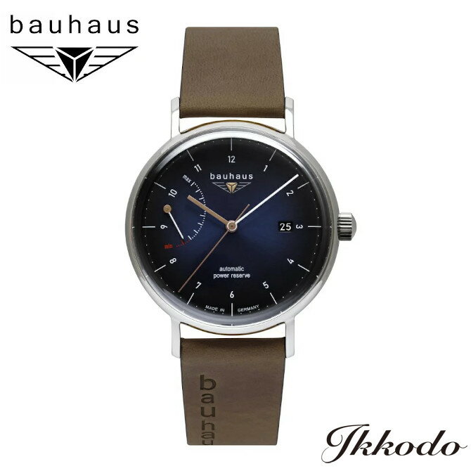 bauhaus 바우하우스 자동 감기 파워 리저브 인디게이타 스테인리스 케이스 가죽 밴드 41 mm 독일제 5 기압 방수 맨즈 워치 손목시계 남성 신사 일본 국내 정규품 2년 보증 2160-3AT [21603AT] 무료우송