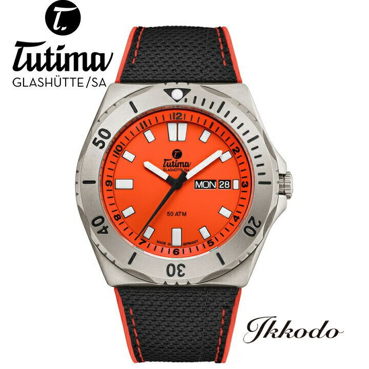 チュチマ Tutima Glashutte SA M2 セブンシーズ チタンケース ケプラ ラバーストラップ 50気圧防水 44mm オレンジ文字盤 日本国内正規品 オーナーズクラブ登録3年保証 メンズ腕時計 男性 紳士 …