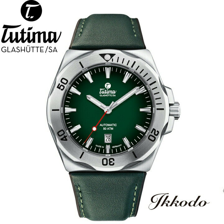 チュチマ Tutima Glashutte SA M2 セブンシーズS ステンレスケース レザー ラバーストラップ 50気圧防水 44mm グリーンラデーション文字盤 日本国内正規品 オーナーズクラブ登録3年保証 メンズ…