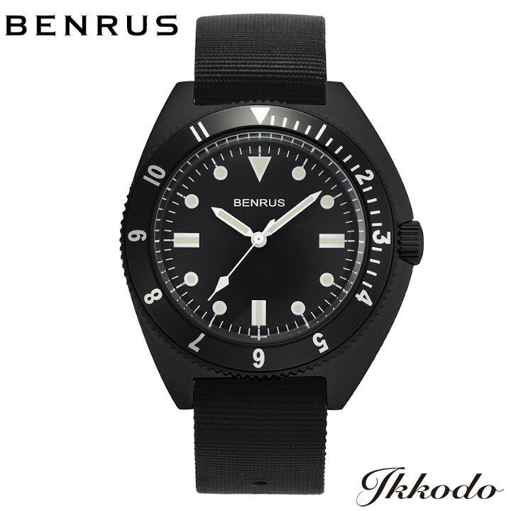 BENRUS ベンラス TYPE-I BLACK クォーツ 42mm 10気圧防水 メンズ腕時計 日本国内正規品 1年間メーカー保証 TYPE-I BK TYPEIBKのサムネイル
