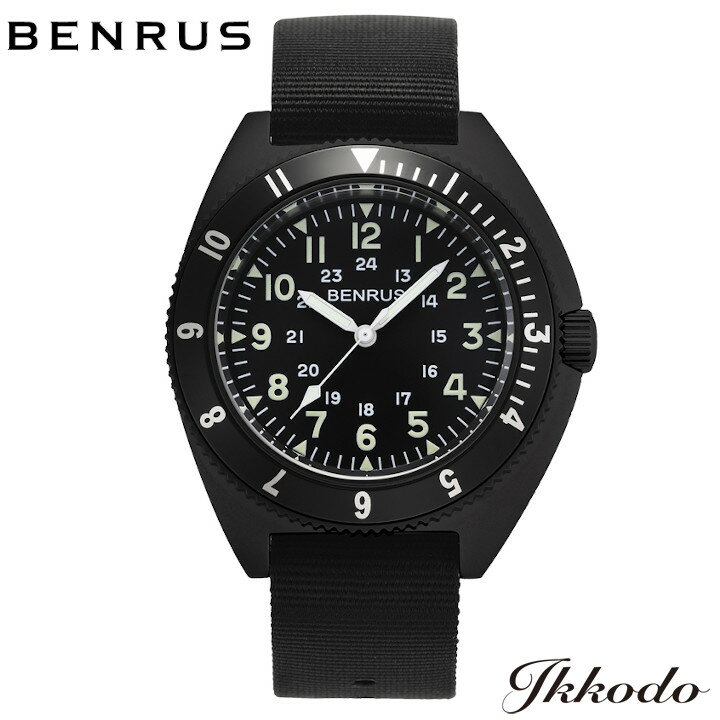 BENRUS ベンラス TYPE-II BLACK クォーツ 42mm 10気圧防水 メンズ腕時計 日本国内正規品 1年間メーカー保証 TYPE-II BK TYPEIIBK