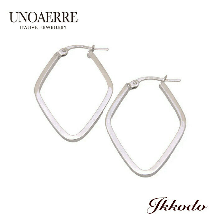 Rakuten - UNOAERRE ウノアエレ K18ホワイトゴールド フープ ピアス 正規品 29424
