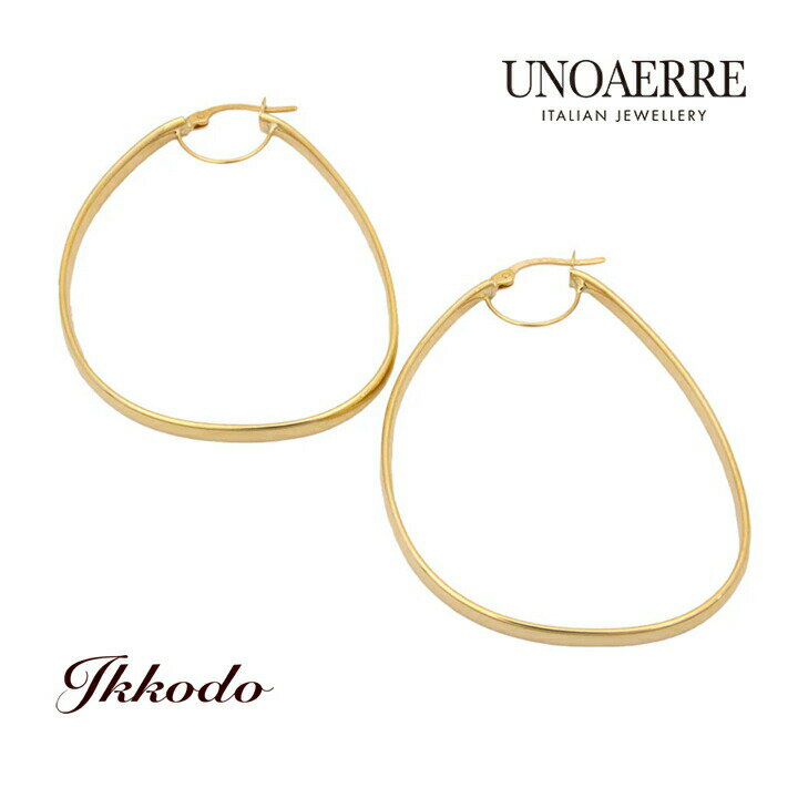 Rakuten - UNOAERRE ウノアエレ K18イエローゴールド ドロップ型 ピアス 50×38mm 正規品 29466