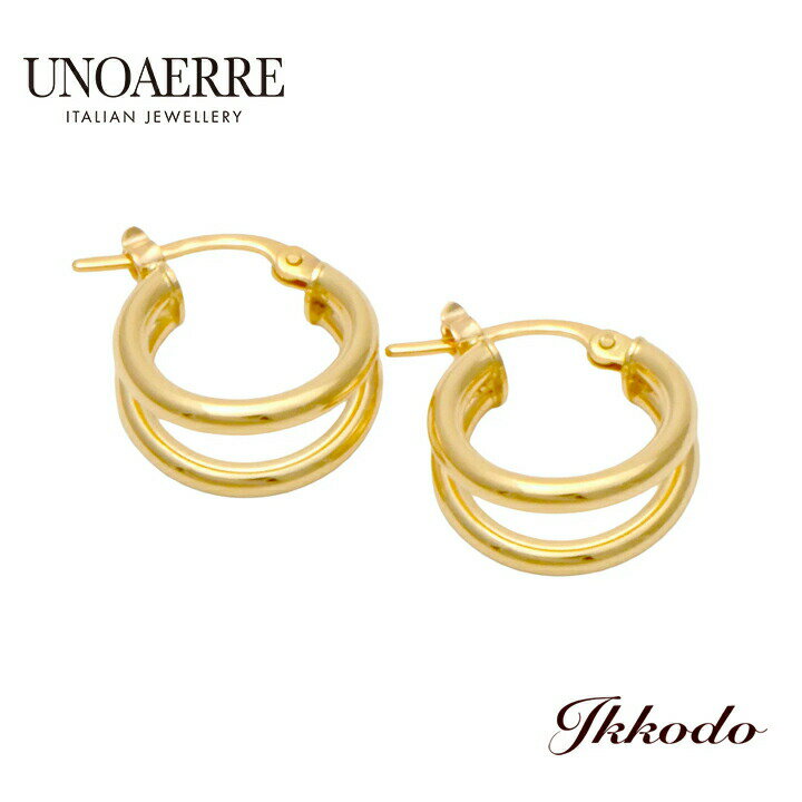 Rakuten - UNOAERRE ウノアエレ K18イエローゴールド フープ ピアス 正規品 31355