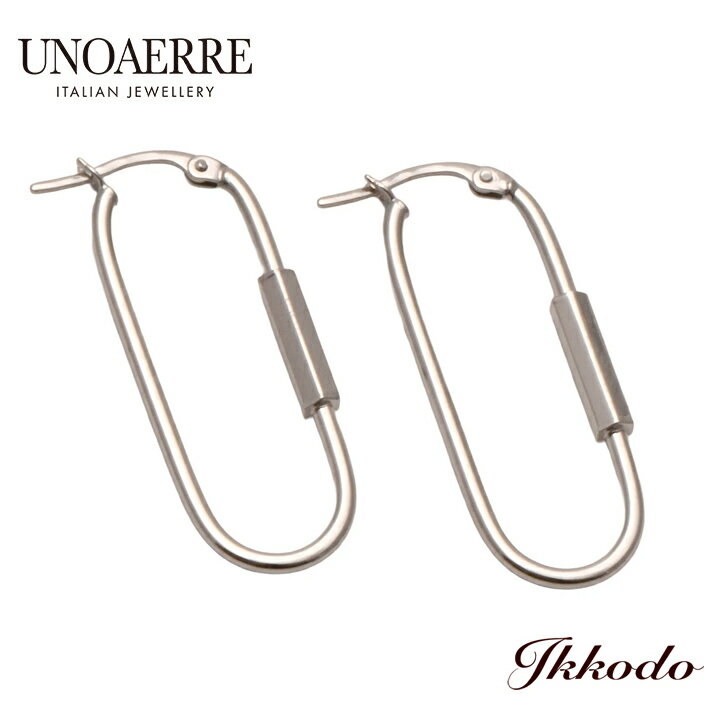 乐天商城 - UNOAERRE ウノアエレ K18ホワイトゴールド フープ ピアス 正規品 31363