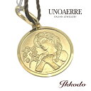 【ウノアエレオリジナルスカーフプレゼント】UNOAERRE ウノアエレ K18イエローゴールド 星座 おとめ座 Virgo ラウンド プレート ペンダントトップ 正規品 29321(4)