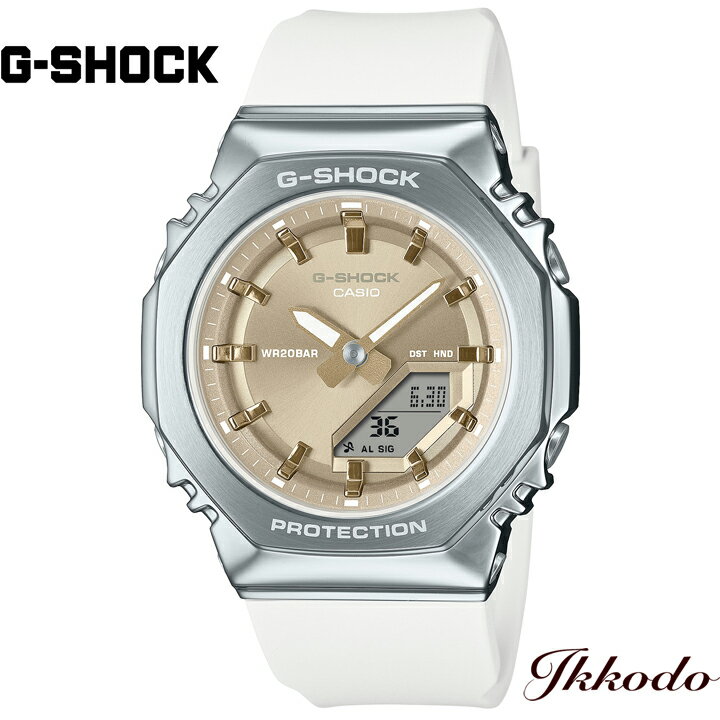 モデル名 ANALOG-DIGITAL 番号 GM-S2110-7A9JF ムーブメント クォーツ 電池寿命 約3年 精度 平均月差：±15秒 ケースサイズ 縦: 45.9mm 横: 40.4mm 厚さ: 11mm 重量 55g 防水性 20気圧防水 ケース・ベゼル材質 樹脂／ステンレススチール バンド 樹脂バンド ガラス 無機ガラス 機能 ・耐衝撃構造（ショックレジスト） ・ワールドタイム：世界48都市（31タイムゾーン、サマータイム設定機能付き）＋UTC（協定世界時）の時刻表示 ・ストップウオッチ（1/100秒（1時間未満）／1秒（1時間以上）、24時間計、スプリット付き） ・タイマー（セット単位：1秒、最大セット：24時間、1秒単位で計測） ・時刻アラーム5本・時報 ・ダブルLEDライト：文字板用LEDライト（スーパーイルミネーター、残照機能、残照時間切替（1.5秒/3秒）付き）、LCD部用LEDバックライト（スーパーイルミネーター、残照機能、残照時間切替（1.5秒/3秒）付き） ・フルオートカレンダー ・操作音ON/OFF切替機能 ・12/24時間制表示切替 針退避機能（針が液晶表示と重なって見づらいときは、針を液晶表示の上から一時的に退避させることができます） 保証 1年間メーカー保証 価格 29,150円(税込)