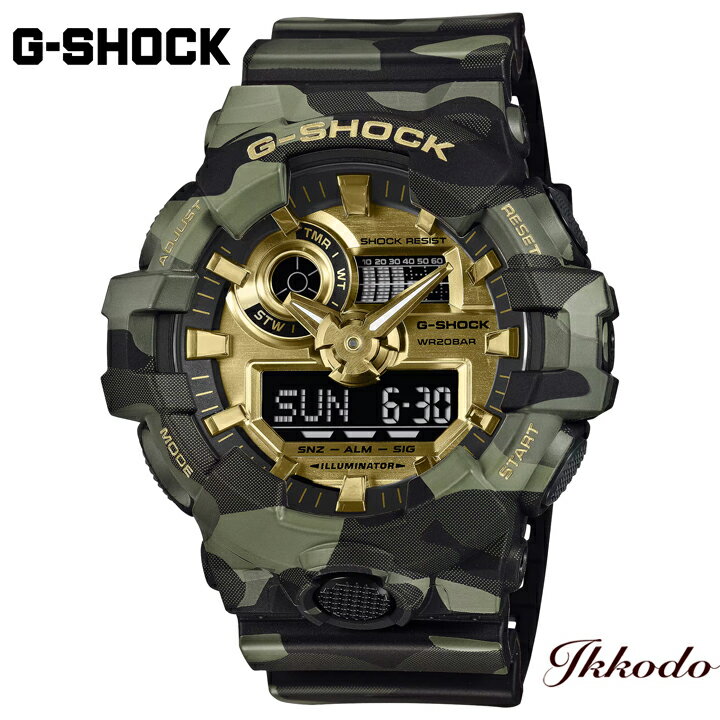乐天商城 - G-SHOCK Gショック カシオ BOLD CAMO SERIES, CAMO AND GOLD GA-700シリーズ 53.4mm 20気圧防水 正規品 メンズ腕時計 GA-700CMG-3AJF GA700CMG3AJF
