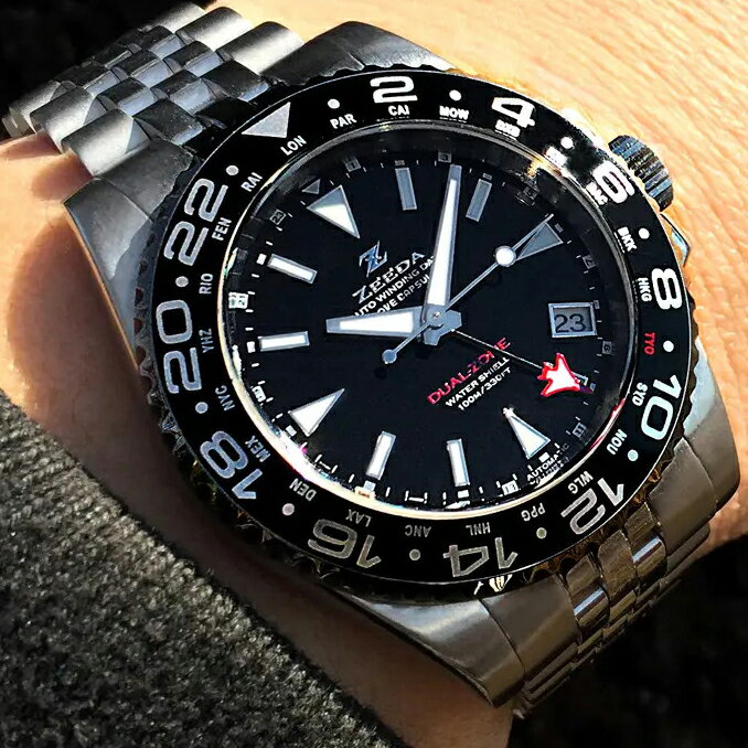 ジーダ ZEEDA デュアルゾーン DUAL-ZONE 自動巻き 40mm 10気圧防水 サファイアガラス 正規品 腕時計 DU-BK【DUBK】