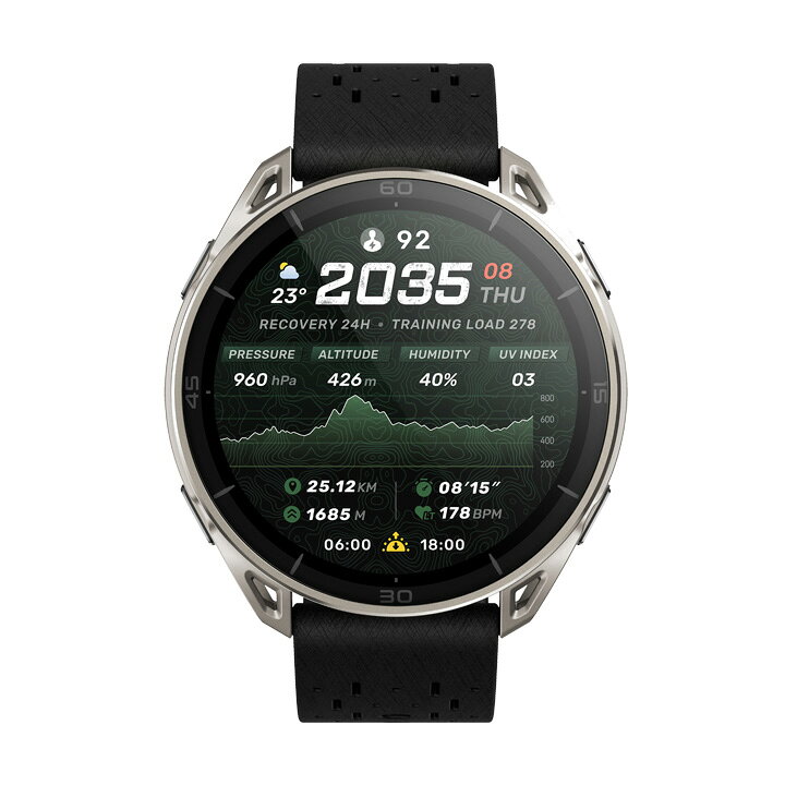 城下町松本の時計店 一光堂のアマズフィット Amazfit チーター 2 ウルトラ Cheetah 2 Ultra チタン スマートウォッチ 3000nit高輝度 GPS内蔵 64Gストレージ 30日間バッテリー オフラインマップ 心拍 睡眠 健康管理 スポーツモード ナビゲーション 音声操作 AI HYROX ハイロックス 日本正規品 SP170084｜アングル2