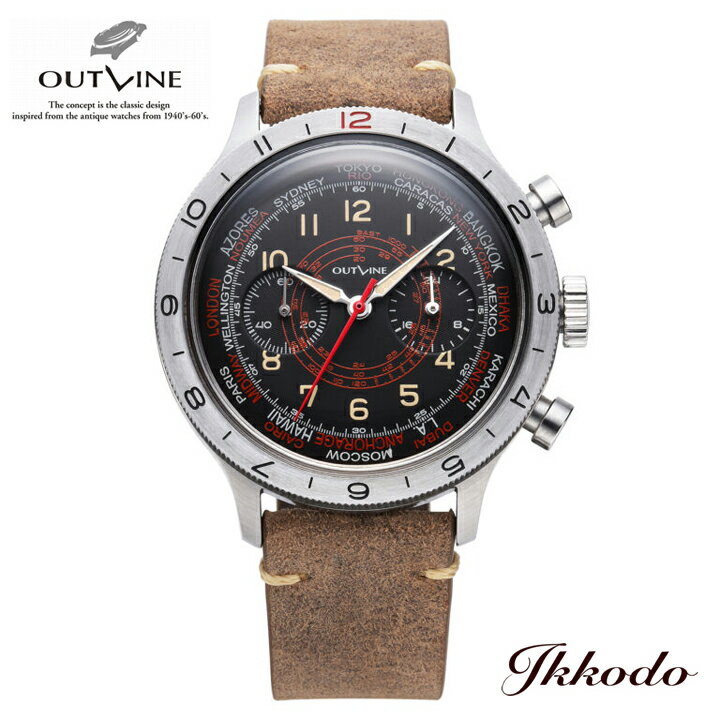 アウトライン・パイロットクロノ20th リミテッド スネイル OUTLINE Pilot Chrono 20th Limited SNAIL クォーツ 42mm 3気圧防水 腕時計 正規品 YK20221-2BL YK202212BL