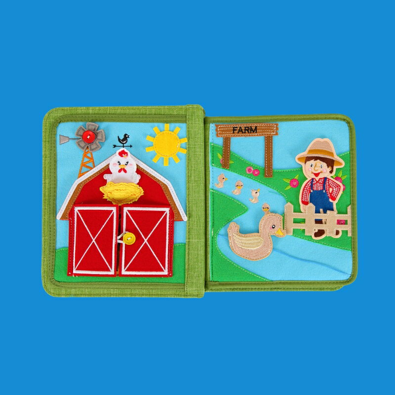 My First Book 9 大忙しの農場ブック マイファーストブック 初めての絵本 モンテッソーリ教育 おうちモンテ モンテッソーリ教具 出産祝い 子供の誕生日 プレゼント 知育玩具 知育 布絵本 あかちゃん絵本 絵本育児 孫の誕生日 Montessori 2