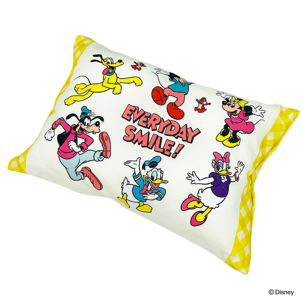 【エントリーでP10倍◆10/1〆】モリシタ ディズニー 子供 枕 (ミッキーマウス フレンズ ジュニア枕) ぬいぐるみ グッズ クッション 約40x30x10cm イエロー 綿100 洗える カバー付き 可愛い 低め 小さめ 柔らかめ Disney キ [2]