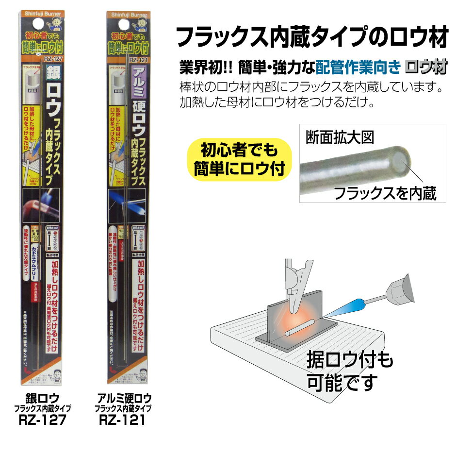 楽天ikkyu【スーパーセールP10倍！】新富士バーナー RZ-127 銀ロウ フラックス内蔵タイプ アウトドア　外仕事　キャンプ　園芸