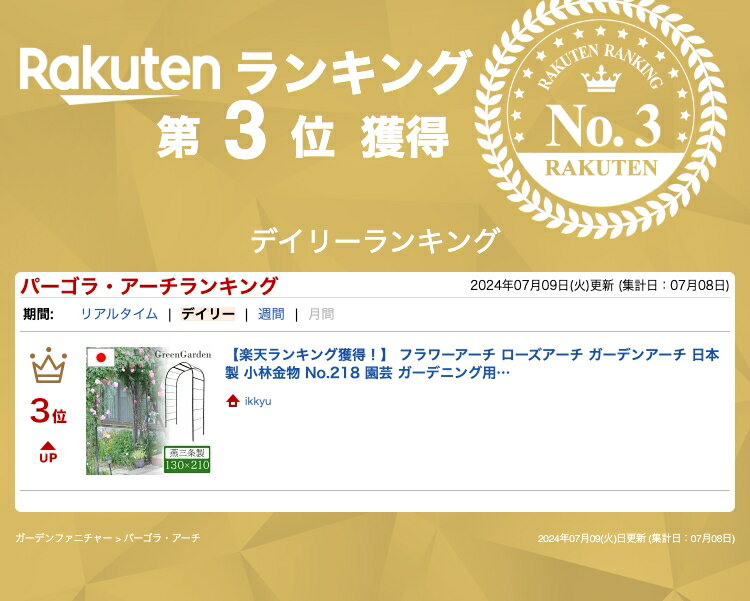 フラワーアーチ ローズアーチ ガーデンアーチ 日本製 小林金物 No.218 園芸 ガーデニング用品 ガーデン ファニチャー 薔薇アーチ 外 園芸用品 つるバラ アーチ ガーデニング 花立て 花台 庭園 花壇 おしゃれ 2