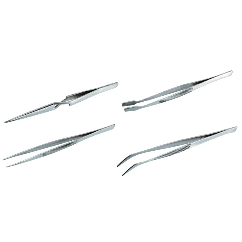 【エントリーでP5倍◆】豊光 4PC ステンレス製 精密ピンセット 工具 作業 DIY 仕事用 アウトドア ツール..