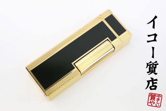 ダンヒル ★希少 着火良好 ローラガスライター RL5201 ブラックラッカー×ゴールド 美品 【中古】6381