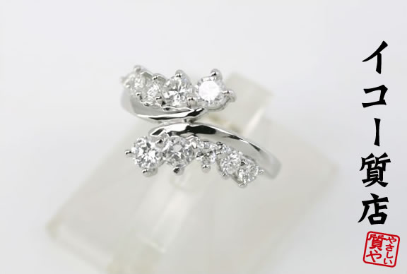 乐天商城 - Pt900　★豪華　ダイヤ合計1.00ct　ファッションリング　9.5号　新品仕上げ済み　美品　【中古】6626