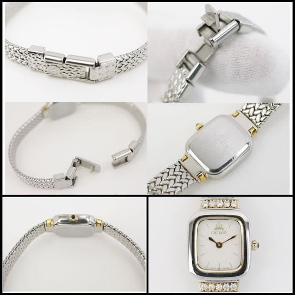 セイコー　クレドール　★希少　美品　1E70-5130　レディース　10Pラグダイヤ　クオーツ　シルバーダイヤル　【中古】7337