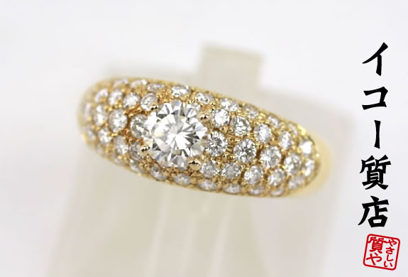 乐天商城 - K18　★豪華　ダイヤ0.545ct/1.02ct　ファッションリング　サイズ16号　新品仕上げ済み　美品　【中古】7497