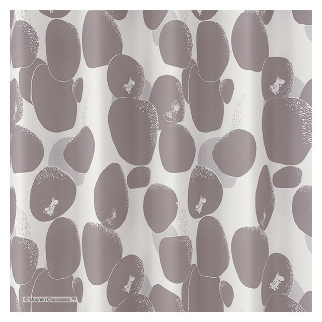 ムーミン カーテン ドレープ ロックパターン 約100×178cmの2枚組(1窓分) ダークグレー／イエロー スミノエ MOOMIN