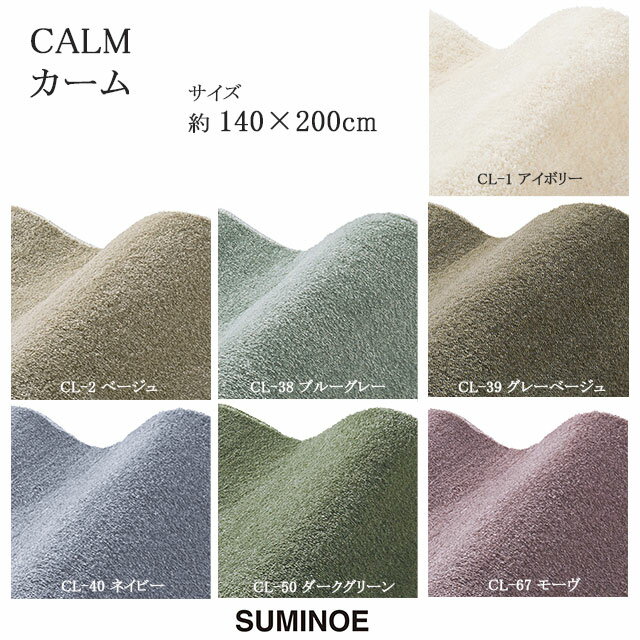 スミノエ ラグマット カーム CALM 140×200cm アイボリー/ベージュ/ブルーグレー/グレーベージュ/ネイビー/ダークグリーン/モーヴ 防炎加工 防音 日本製 SUMINOE HOME RUG MAT