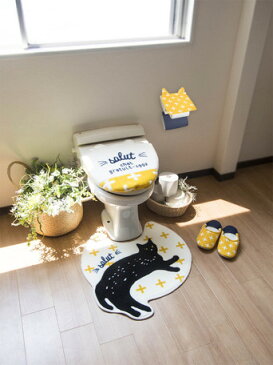 salut cat イエロー送料無料 ブルックリンstyle 選べるトイレカバー 4点セット＋特典付 トイレマット ふたカバー スリッパ ペーパーホルダーカバー 置くだけ便座シート or便座カバー付き洗浄 普通兼用タイプ｜トイレ セット トイレタリー おしゃれ かわいい