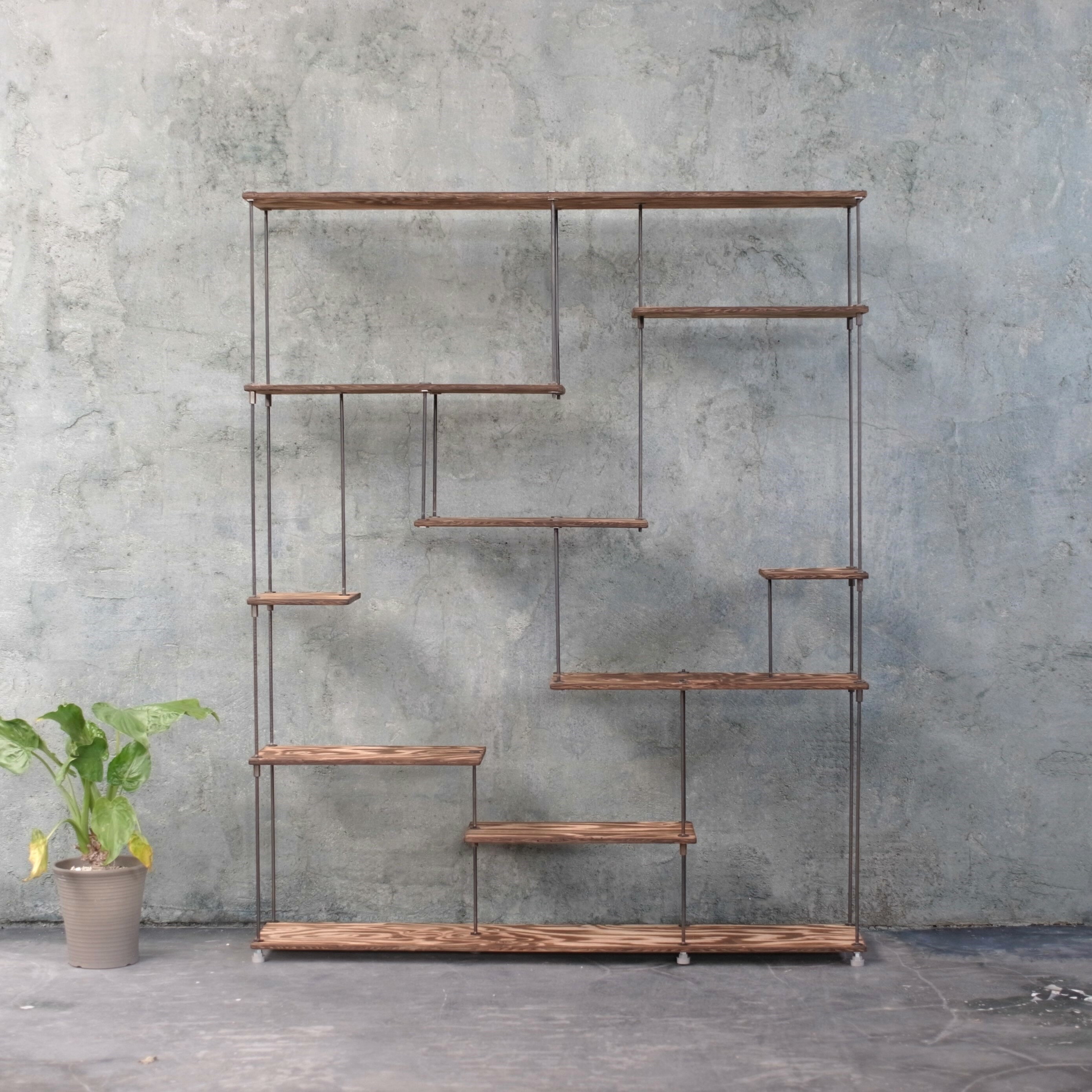 【一都三県または事業所宛て限定】wood iron shelf 1500*1200*225 〈ブラウン〉ア...
