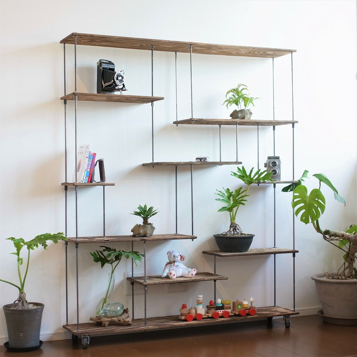 【一都三県または事業所宛て限定】wood iron shelf 1500*1200*225 〈ブラウン〉ア...