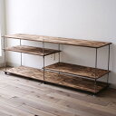 wood iron shelf 440*1200*300（テレビ台 ローボード アイアン 棚 テレビボード ラック シェルフ TVボード 鉄 木 収納棚 ビンテージ シャビー インダストリアル）