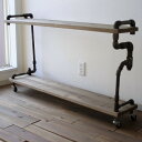 vintage iron shelf 695*1200*300（アイアン 棚 ラック シェルフ 鉄 木 収納棚 アンティーク ウォールシェルフ オープンラック 両面棚 商品棚 デイスプレイ）