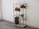 wood iron shelf 650*400*180〈ナチュラル色〉（アイアン 棚 ラック シェルフ ウッド 家具 鉄 木 収納棚 アンティーク ビンテージ シャビー インダストリアル オープンラック 両面棚 段違い棚 多肉植物 観葉植物）