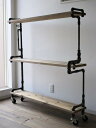 vintage iron shelf 1255*1200*300（アイアン 棚 ラック シェルフ 鉄 木 収納棚 アンティーク ウォールシェルフ オープンラック 両面棚 商品棚 デイスプレイ）