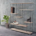 テレビCM掲載wood iron shelf 1040*910*180〈サンドカラー〉（アイアン 棚 ラック シェルフ 鉄 木 収納棚 アンティーク ウォールシェルフ オープンラック 両面棚 商品棚 デイスプレイ）