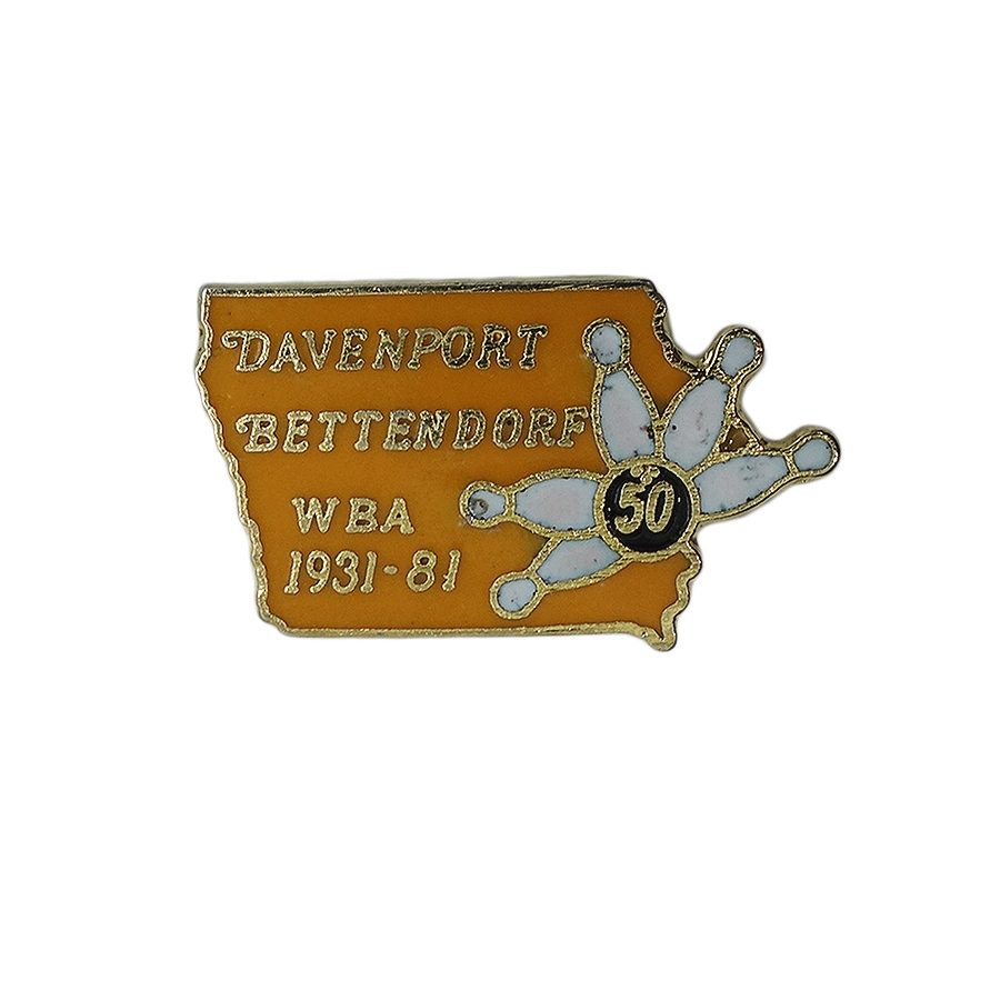 【中古】ビンテージ ピンバッジ ブローチ ピンバッチ ボウリング アイオワ州 地図型