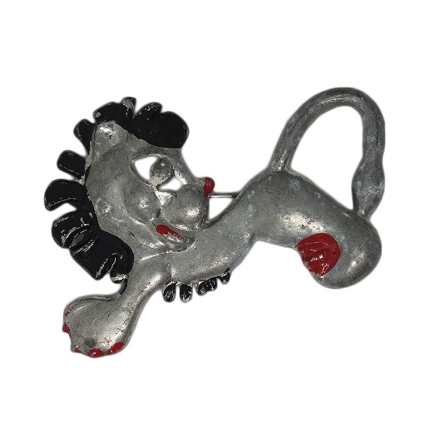 【中古】ライオン ブローチ ビンテージ ピンバッジ ピンバッチ