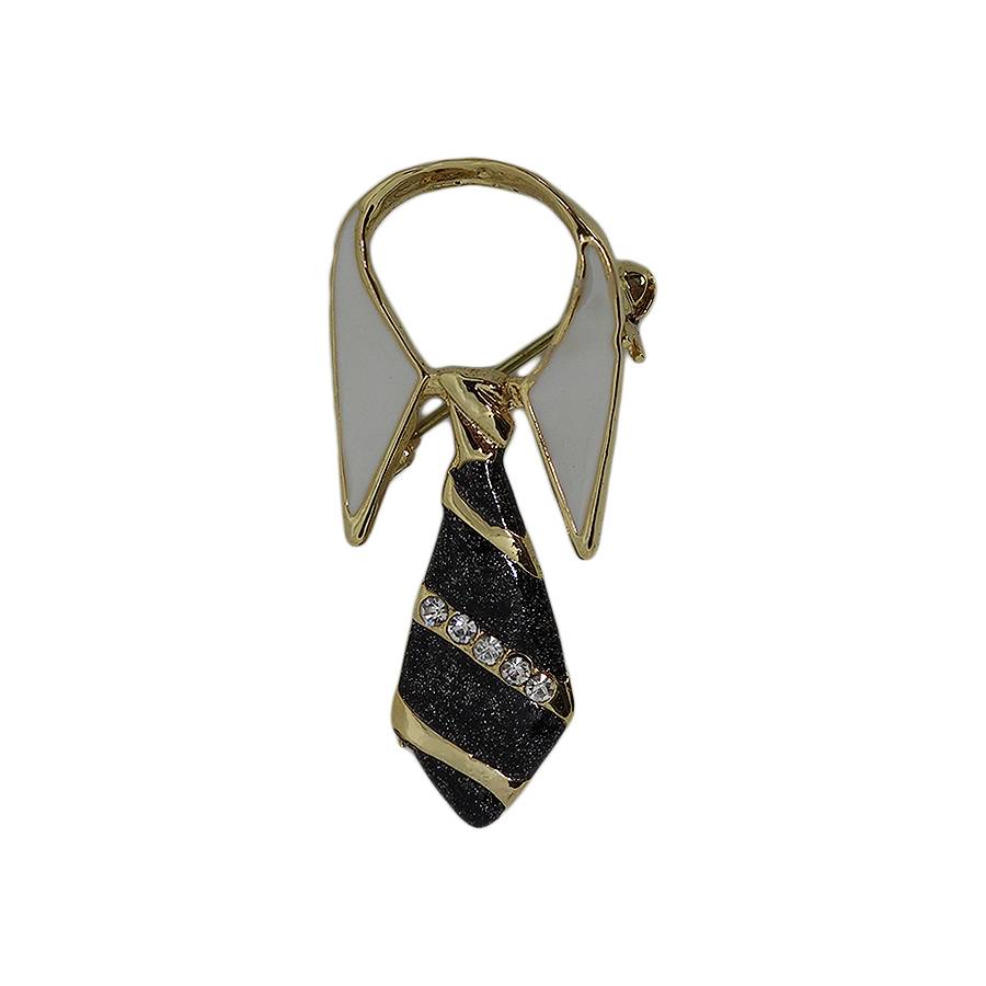 【中古】ネクタイ ブローチ ラインストーン装飾 ピンバッジ ピンバッチ ユニーク アクセサリー 【異国屋】