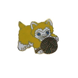 【中古】AVIVA 毛玉で遊ぶ猫 ブローチ ビンテージ ピンバッジ レトロ ピンバッチ