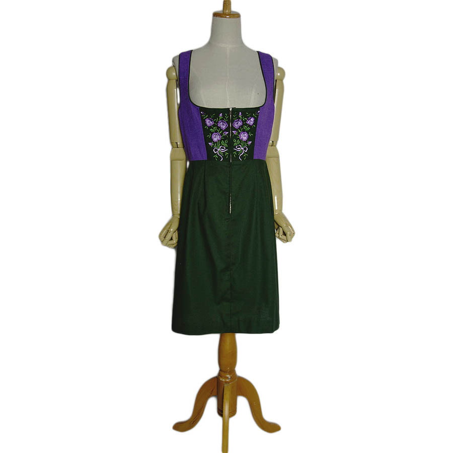  ヨーロッパ 花の刺繍 ディアンドル チロル ワンピース ノースリーブ レディース L位 ドレス 民族衣装 古着