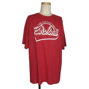 【中古】Tシャツ ティーシャツ 野球ベースボールチーム プリントTシャツ メンズ XLサイズ位 古着 赤 半袖 トップス 【異国屋】