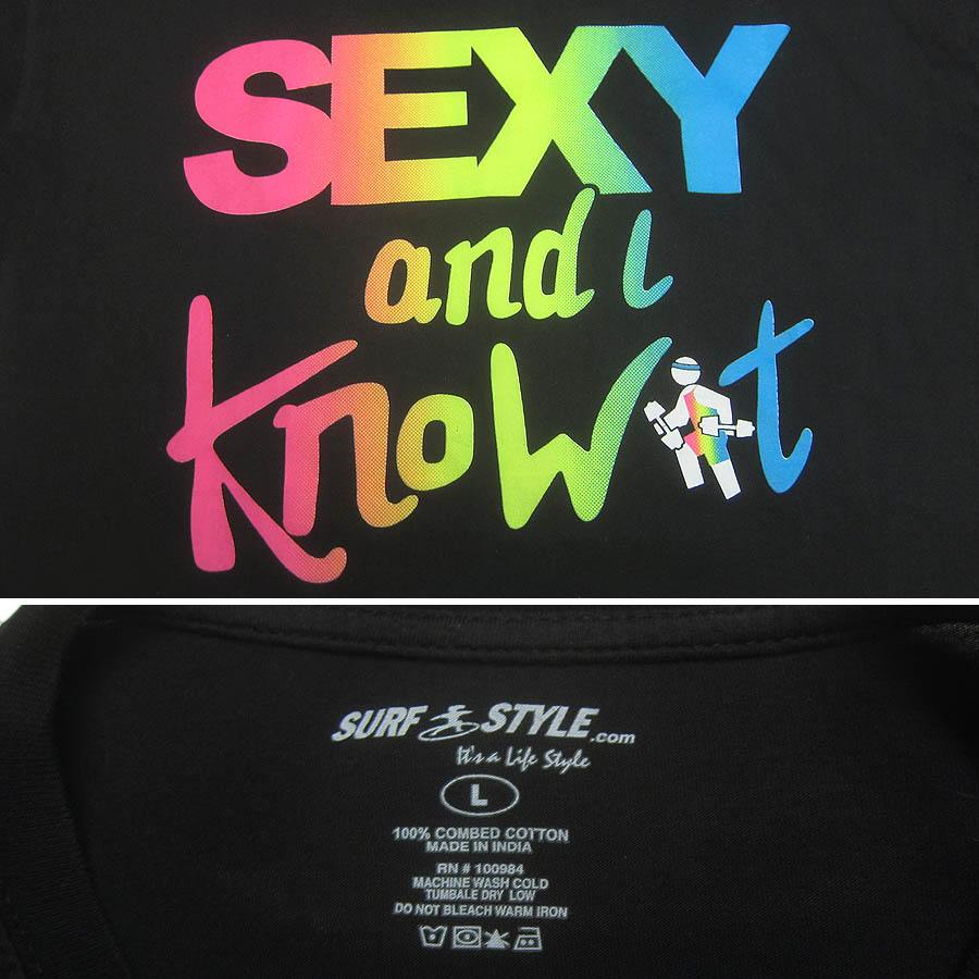【中古】SURF STYLE プリントtシャツ 黒色 SEXY and I Know It メンズ Lサイズ 半袖 古着 ティーシャツ ユーズド
