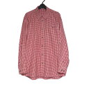 【中古】チェック柄 チロルシャツ メンズ XLサイズ位 長袖 ヨーロッパ 民族衣装 カントリー 古着 赤