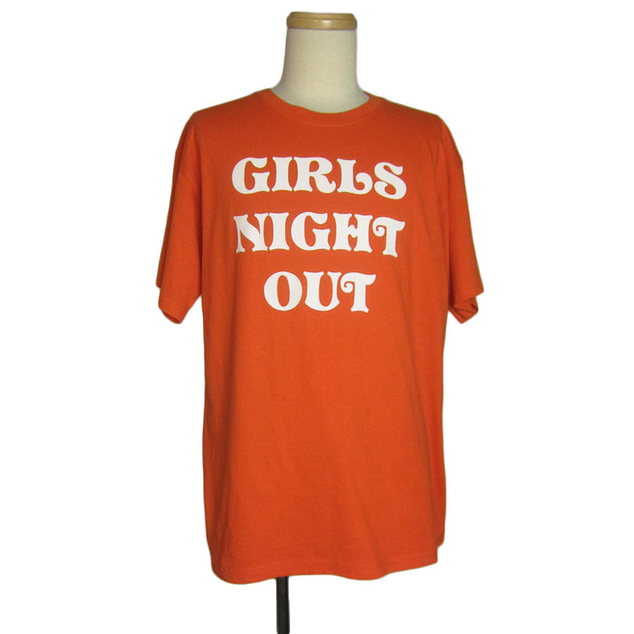 【中古】JERZEES ティーシャツ GIRLS NIGHT OUT 英語 文字 プリントtシャツ オレンジ色 サイズL 半袖 古着 ティーシャツ tee tシャツ