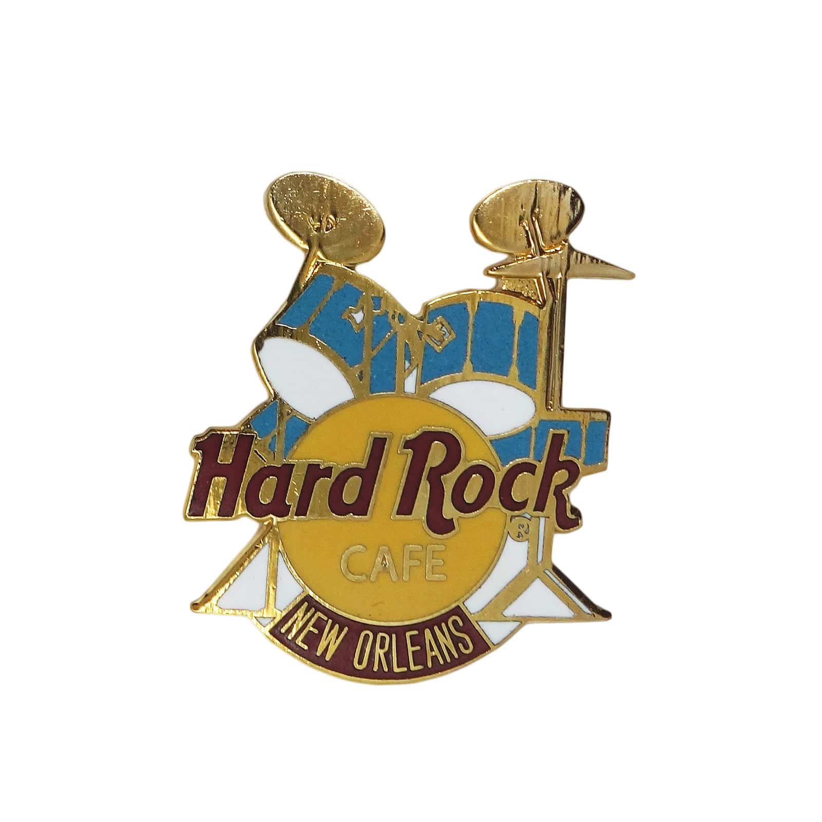【中古】Hard Rock CAFE ドラム 青 ブローチ ハードロックカフェ 90's レトロ ビンテージ ピンバッチ ピンバッジ NEW ORLEANS コレクター